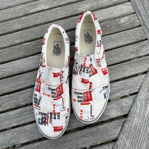 VANS Classic Slip On Packing Tape Size 13 cream‎ red  Sneakers Old Skool - Picture 4 of 9